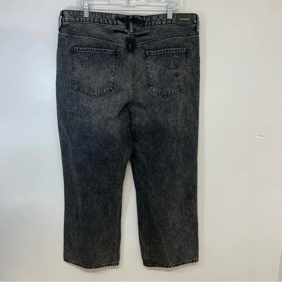 Express Jeans 90s Ankle‎ Boot Woman 14  Black Fade Distressed All Cotton Boho - Picture 5 of 12